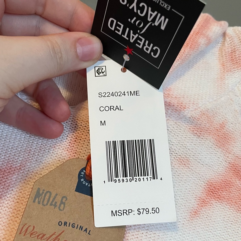 NWT Weatherproof Vintage Sz Med Women’s Coral Tie Dye Knit Hoodie Top Ret $79! - Picture 5 of 12